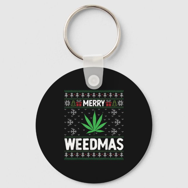 Weed Merry Weedmas Xmas Smoking  Nyckelring (Framsida)