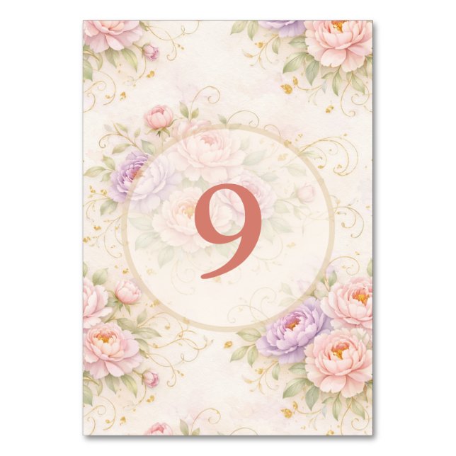 Weeding floral table number bordsnummer (Baksidan)