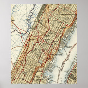Weehawken, facklig stad & västerNew York karta Poster