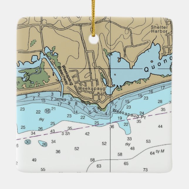 Weekapaug RI-diagram Julgransprydnad Keramik (Baksida)