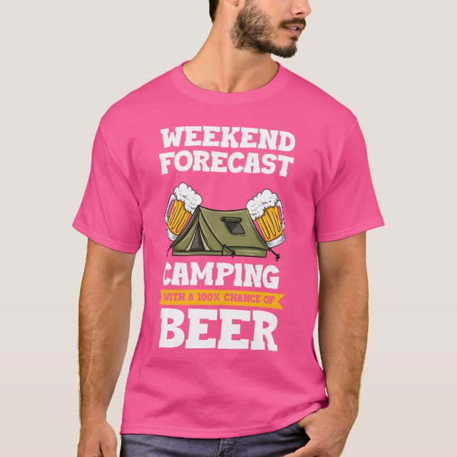 Weekend Forecast Camping With A Chance Of Beer boy T Shirt (Framsida)