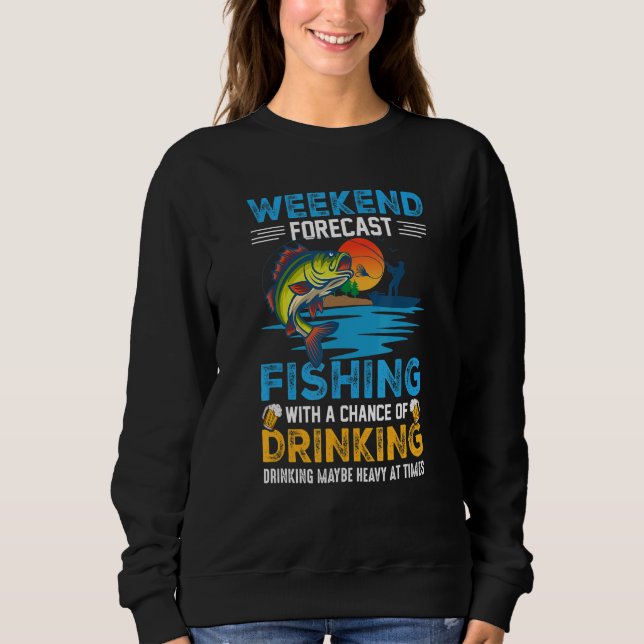 Weekend Forecast Fishing With A Chance Distressed  T Shirt (Framsida)