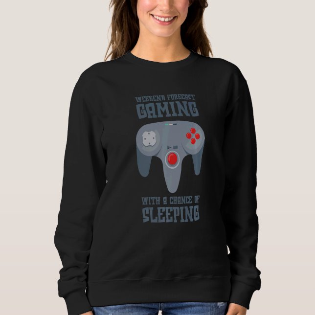 Weekend Forecast Gaming With A Chance Of Sleeping  T Shirt (Framsida)