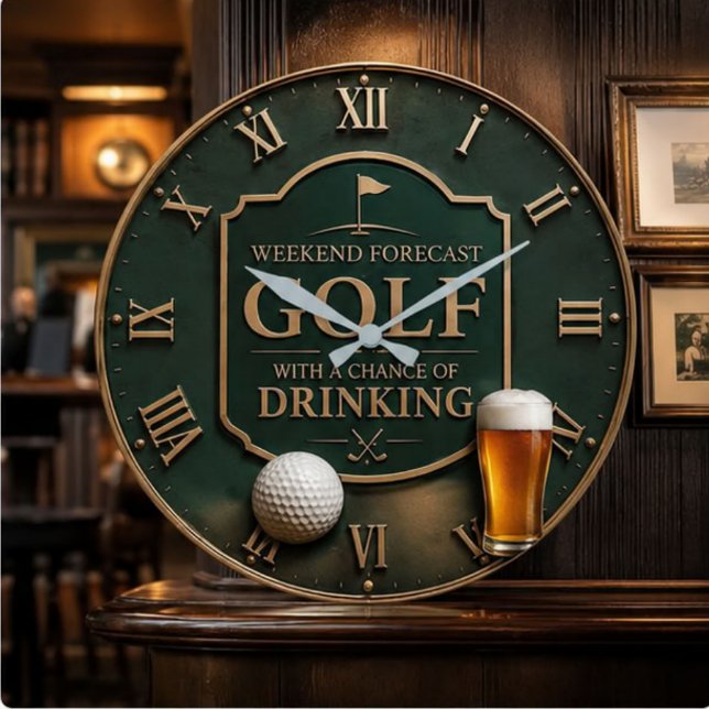 Weekend Forecast Golf with a Chance of Drinking  Stor Klocka (Skapare uppladdad)