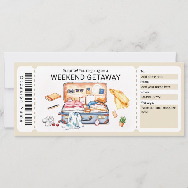 Weekend Getaway Voucher Inbjudningar (Framsida)