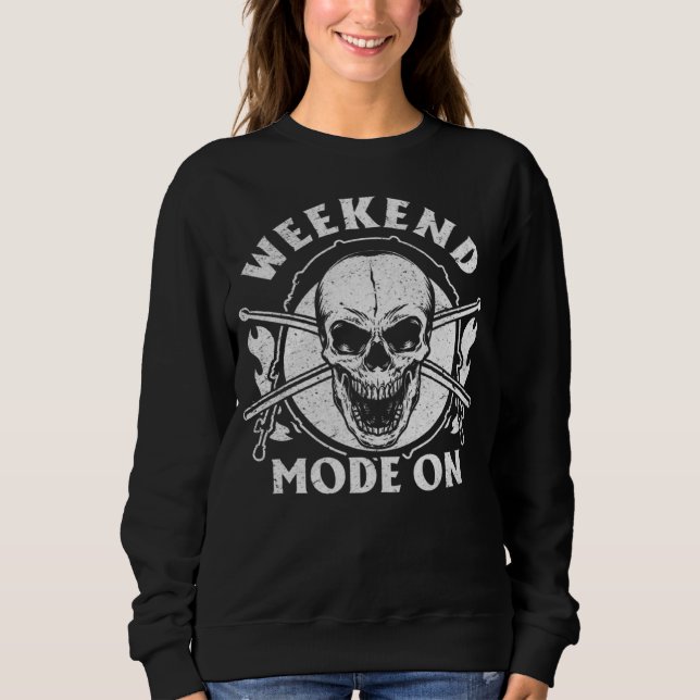 Weekend Mode On Drummer Cool Drum Player Drumming  T Shirt (Framsida)