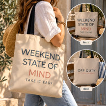 Weekend State of Mind Retro Typography Tote Bag