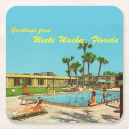 Weeki Wachee Florida vintage Underlägg Papper Kvadrat