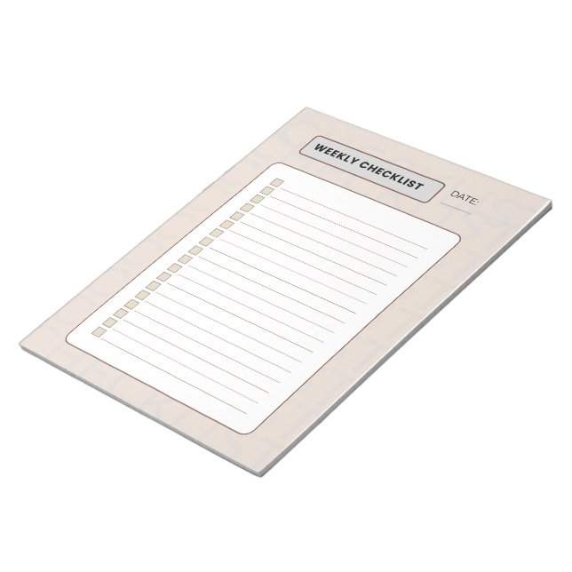 Weekly Checklist Planner  Anteckningsblock (Vinklad)
