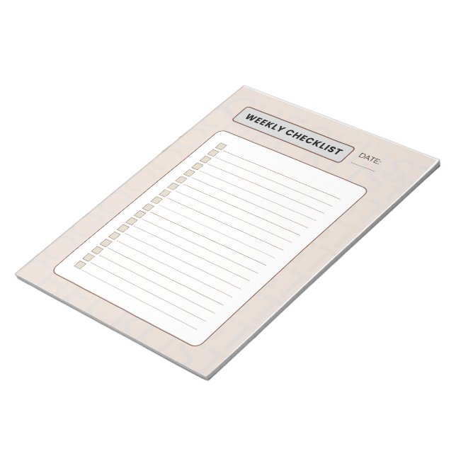 Weekly Checklist Planner Anteckningsblock (Vinklad)