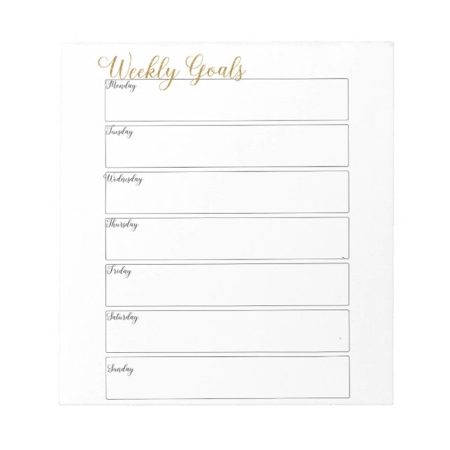 Weekly Goals Lakan Anteckningsblock (Framsida)