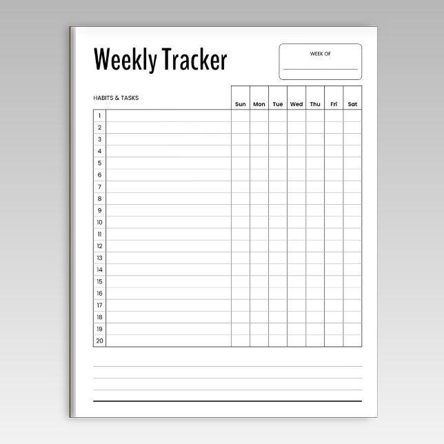 Weekly Habit Tracker Anteckningsblock (Skapare uppladdad)