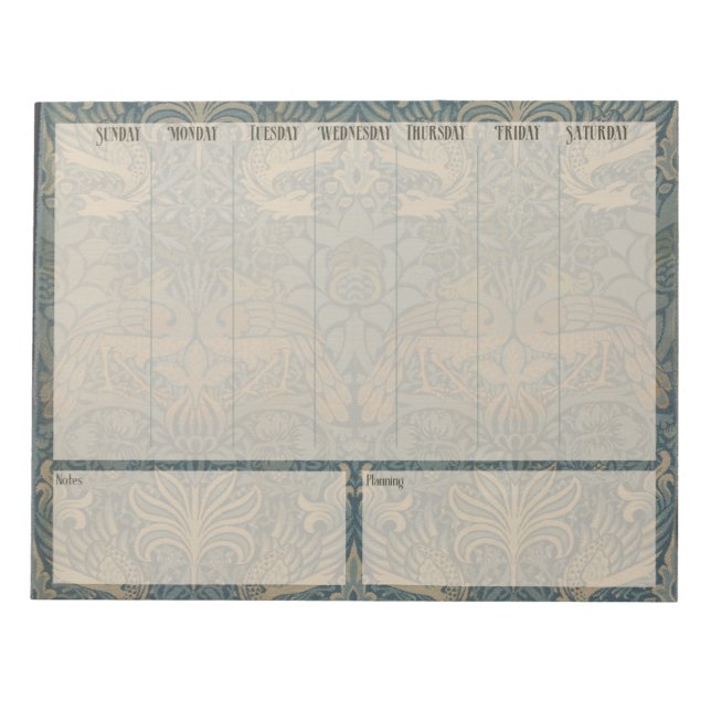 Weekly list - William Morris Peacocks and Dragons Anteckningsblock (Framsida)