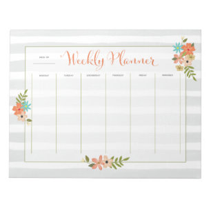 Weekly Planner Grått Rand Anteckningsblock