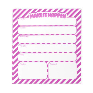 Weekly Planner Notepad - Pink Striped Anteckningsblock