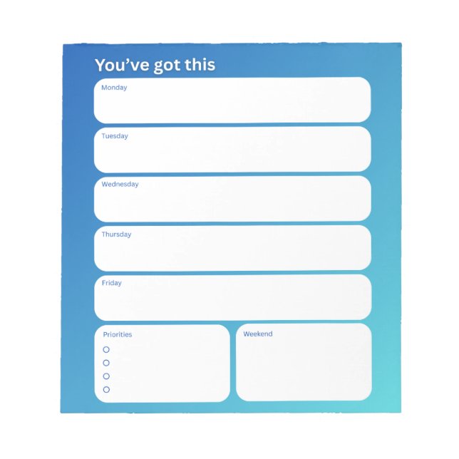 Weekly Planner Notepad – Weekday Layout Anteckningsblock (Framsida)