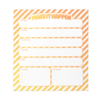 Weekly Planner Notepad - Yellow Striped Anteckningsblock