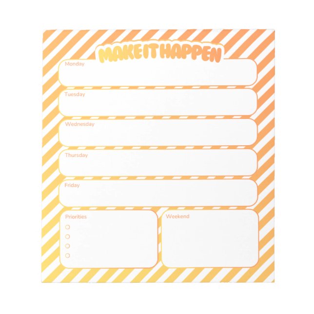 Weekly Planner Notepad - Yellow Striped Anteckningsblock (Framsida)