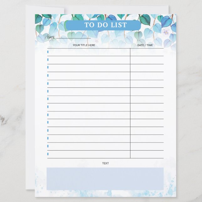 Weekly Planner Template (Baksida)