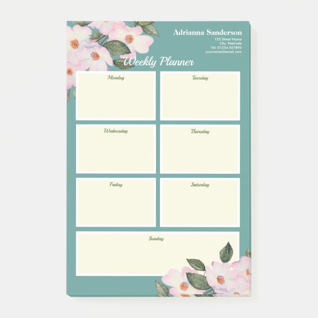 Weekly Planner Watercolor Rosa ros Ballerina Post-it Block (Framsida)