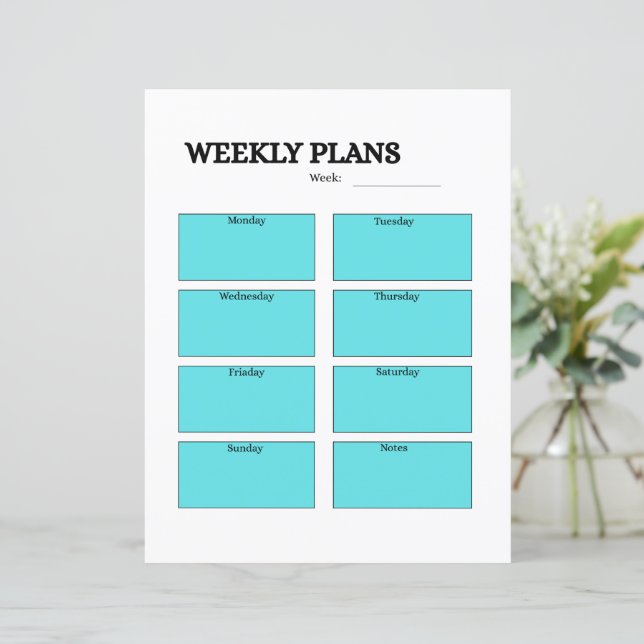 WEEKLY PLANS lakan (Stående Fram)