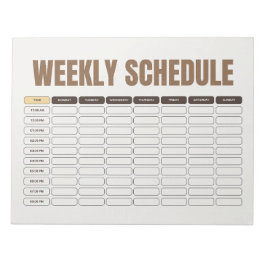 Weekly Schedule Planner Minimal Beige Grid Anteckningsblock