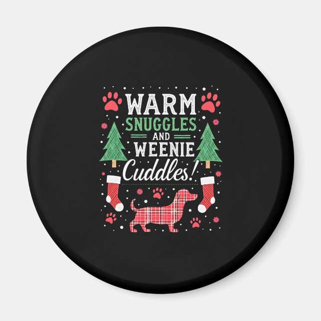 Weenie Dog Christmas Pajama Shirt Cute Weiner Ugly Magnet (Framsidan)
