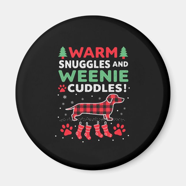 Weenie Dog Christmas Pajama Shirt Cute Weiner Ugly Magnet (Framsidan)