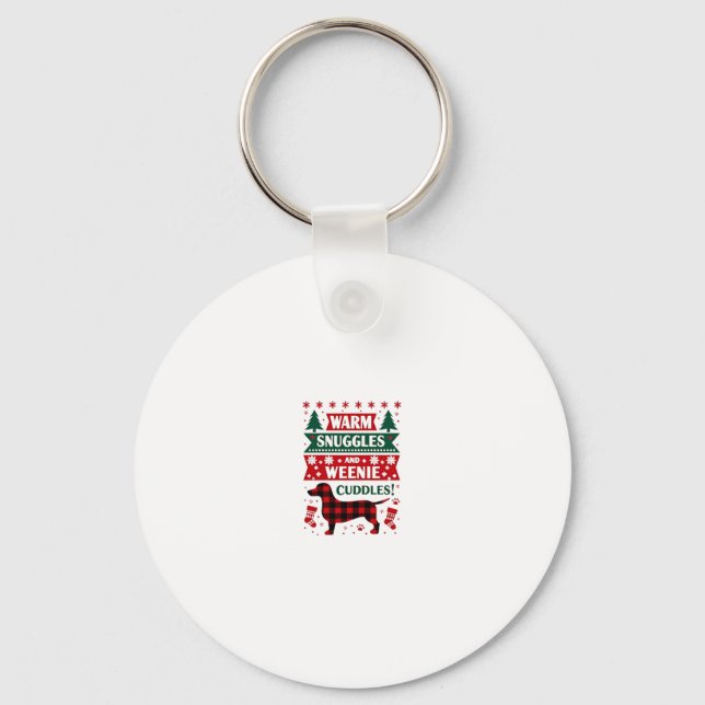 Weenie Dog Christmas Pajama Shirt Cute Weiner Ugly Nyckelring (Framsida)