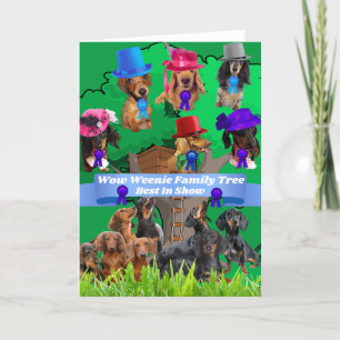 Weenie Hund Family Träd Blank Greeting Card Kort