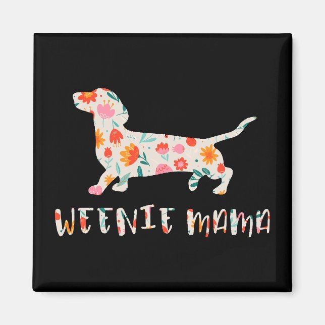 Weenie Mamma Dachshund blommigt Magnet (Framsidan)