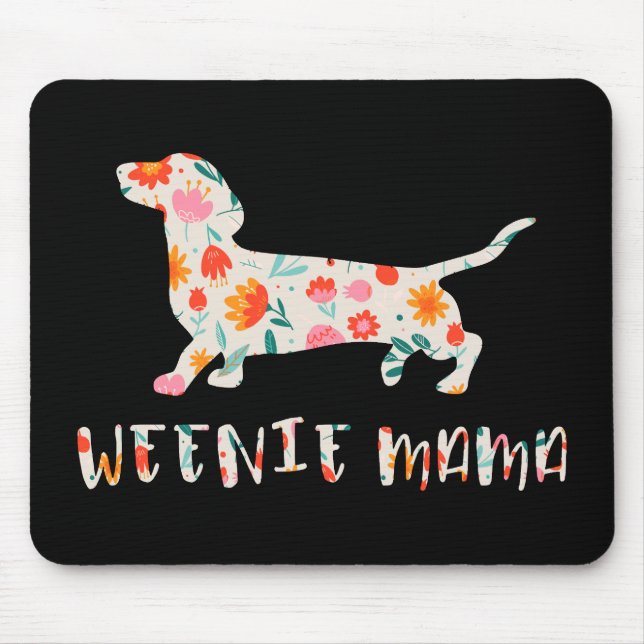 Weenie Mamma Dachshund blommigt Musmatta (Framsidan)