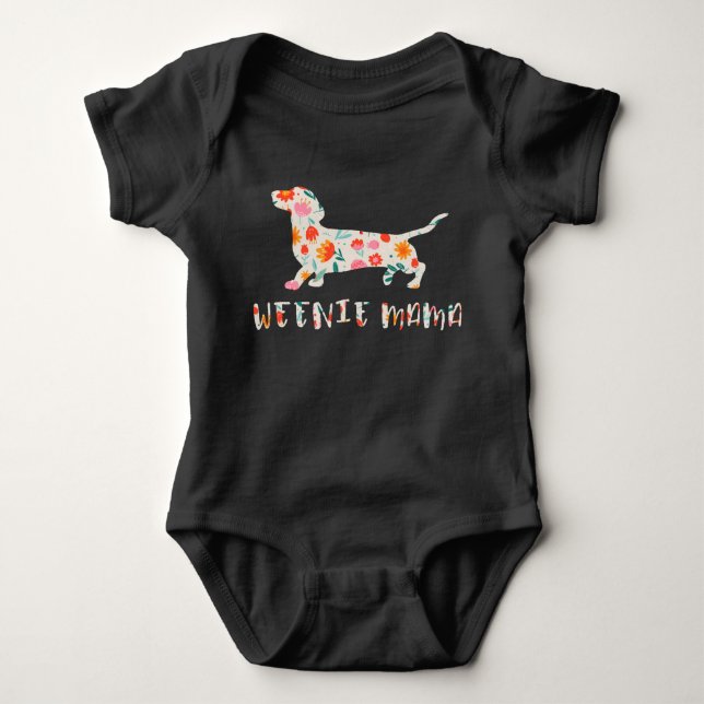 Weenie Mamma Dachshund blommigt T Shirt (Framsida)
