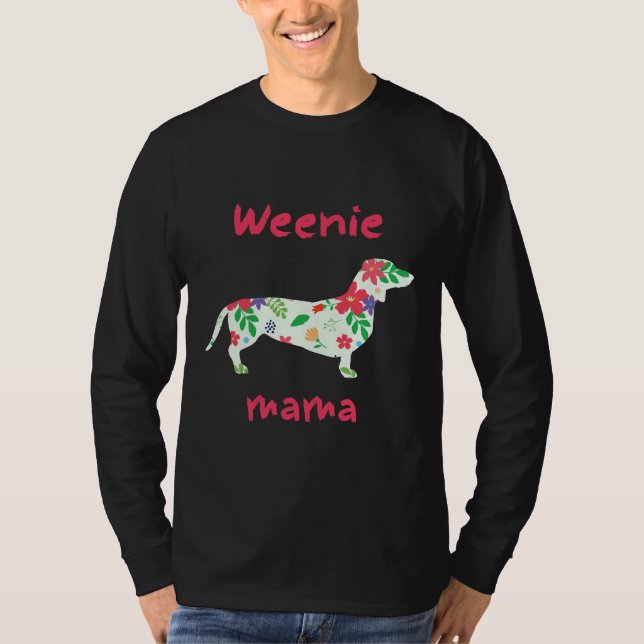 Weenie Mamma Wire Long-håved Dachshund Hund T Shirt (Framsida)