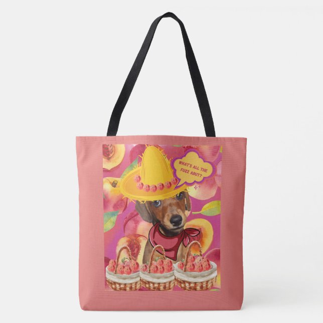 Weenie Peach Farmer Tote Bag Tygkasse (Framsida)