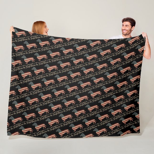 Weenie People Dachshund 4:e juli Fleecefilt (På plats)