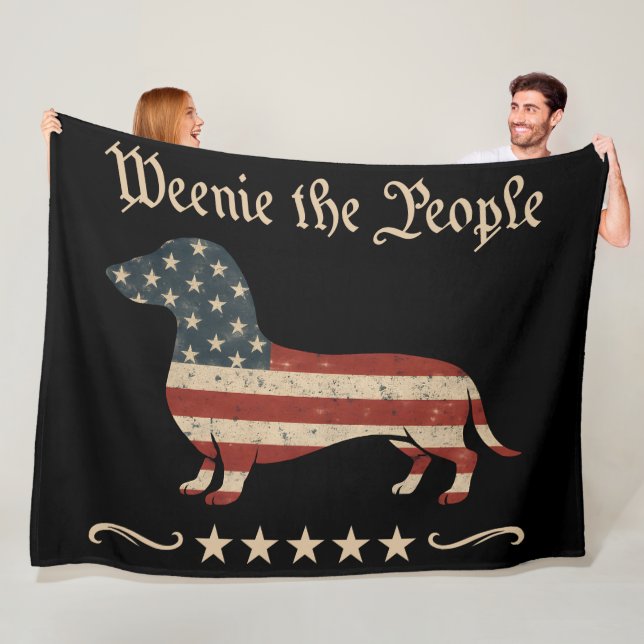 Weenie People Dachshund 4:e juli Fleecefilt (På plats)