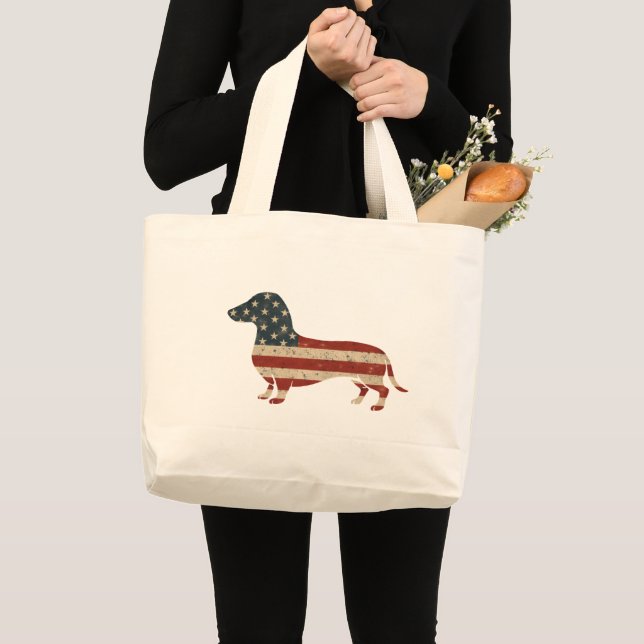 Weenie People Dachshund 4:e juli Jumbo Tygkasse (Framsida (produkt))