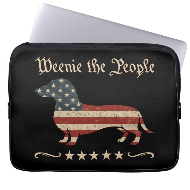 Weenie People Dachshund 4:e juli Laptop Fodral (Framsidan)