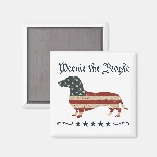 Weenie People Dachshund 4:e juli Magnet (Front/Back)