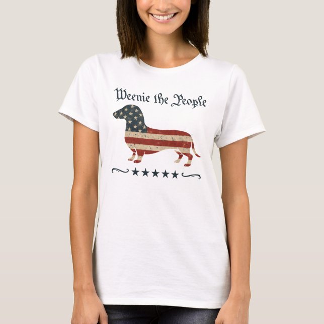 Weenie People Dachshund 4:e juli T Shirt (Framsida)