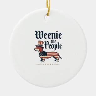 Weenie the People Patriotisk Dachshund T-Shirt_1 Julgransprydnad Keramik