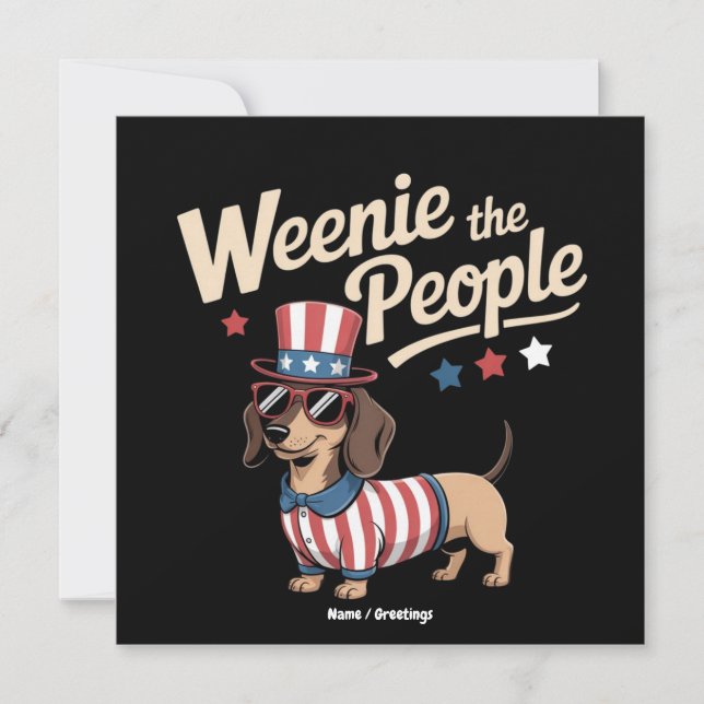 Weenie The People Roligt Dachshund-kärlek 4:e Juli Inbjudningar (Framsida)
