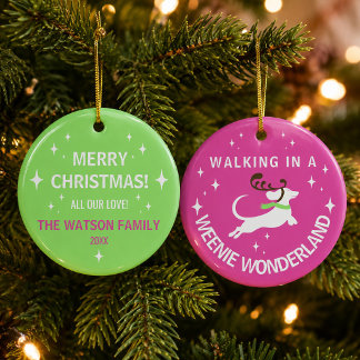 Weenie Wonderland Dachshund Ljusglad Jul Julgransprydnad Keramik