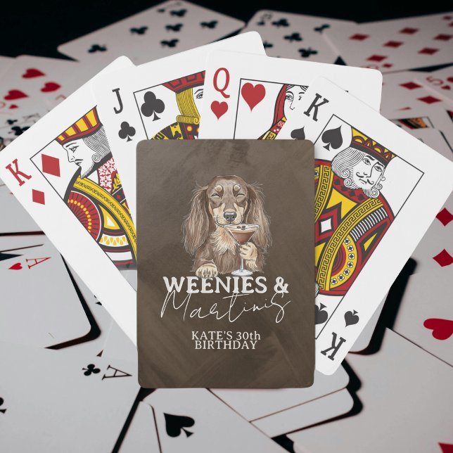 Weenies och Martinis Dachshund-illustration Casinokort (Weenies and Martinis Dachshund Illustration Poker Cards)