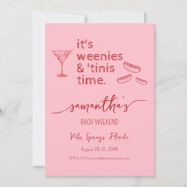Weenies & Tinies Red Bachelorette Bach Helg Inbjudningar (Framsida)