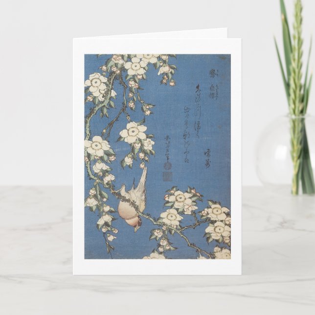 Weeping Cherry and Bullfinch, Hokusai, 1834 Kort (Framsida)