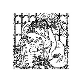 WEEPING GUARDIAN ANGEL, CEMETERY GUBBER FRIMÄRKE STÄMPEL