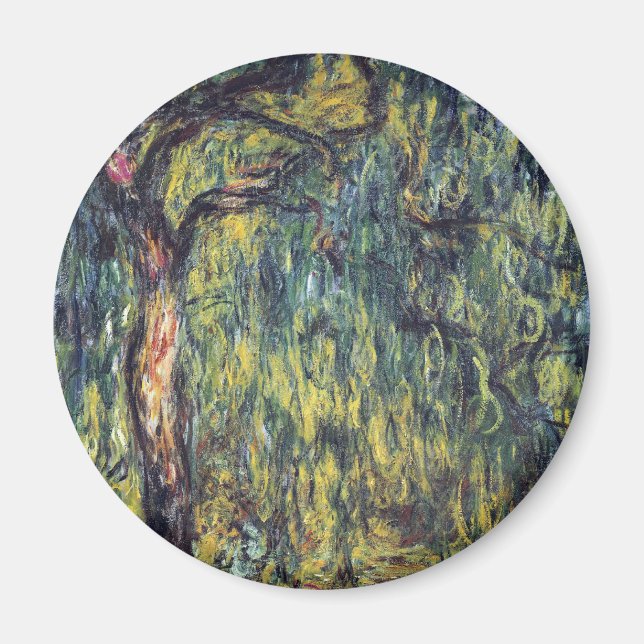Weeping Willow av Claude Monet, Vintage Fine Art Magnet (Framsidan)