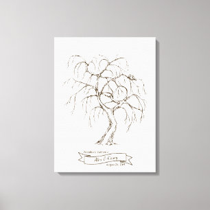 Weeping Willow Fingerprint Träd Canvastryck